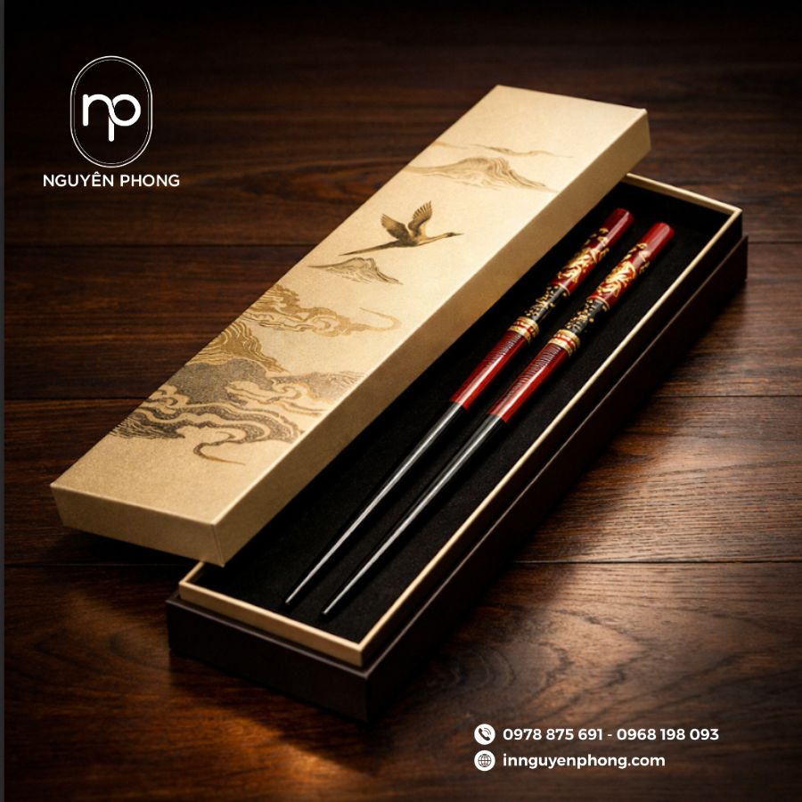 In hộp giấy đựng đũa bắt mắt